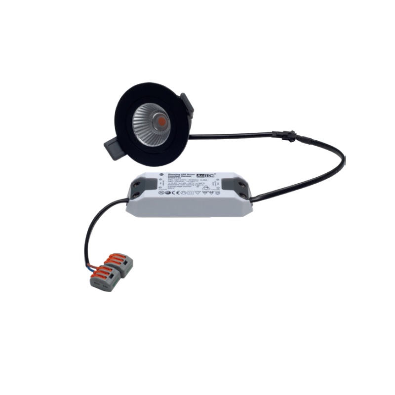 Einbaustrahler SET 9W D=80 36° schwar matt
240V / DC 2700K 500mA 1011lm CRI90 / IP44 - Image 3