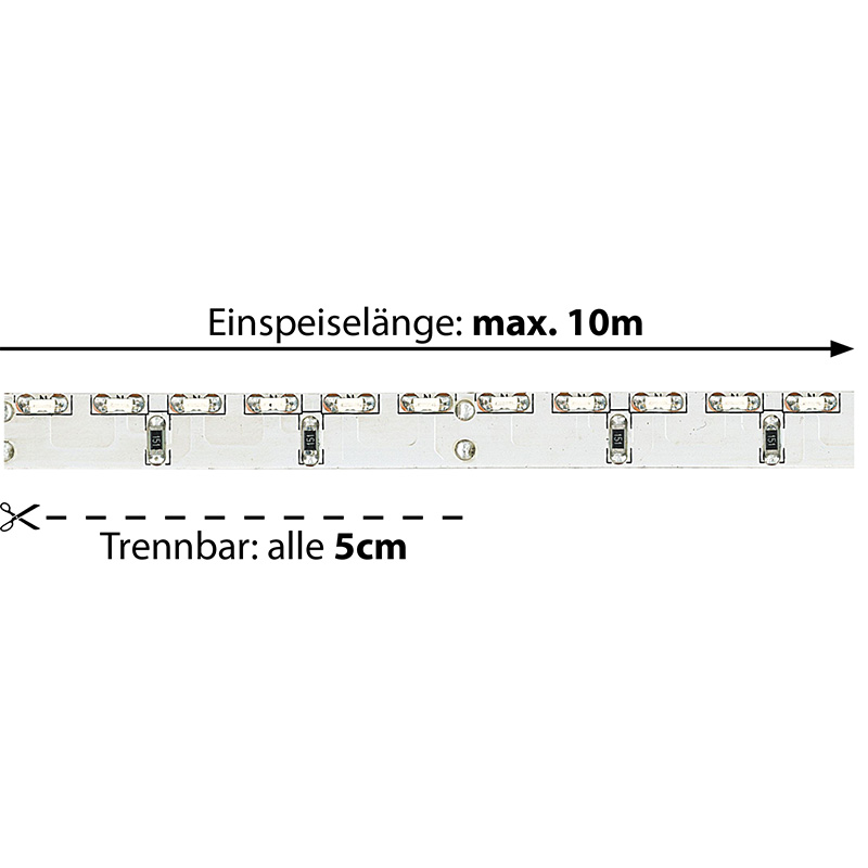 LED-Strip Flex seitlich abstr. 24V 9.8W/m 3000K 240lm/m 
120 led SMD B=8.5mm H=1.5mm