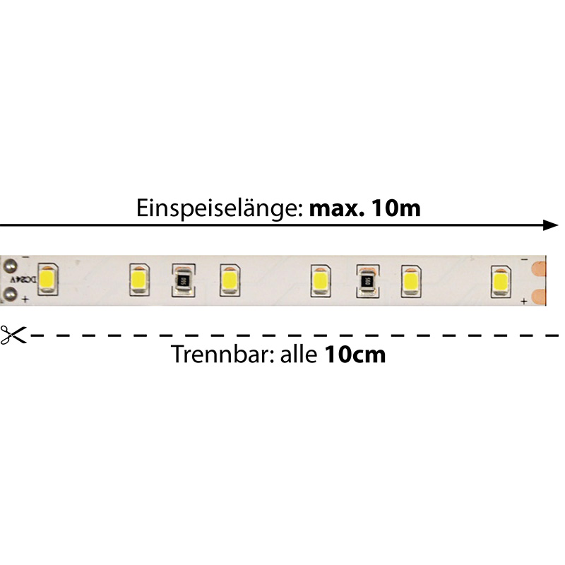 LED-Strip Flex 24V 12W/m 120° warmweiss
24V SMD 2700K 960lm/m B=10mm H=2mm