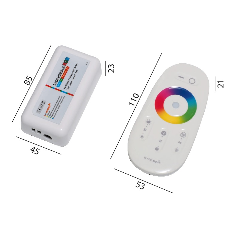LED Kontroller  RBG 432W mit Fernbedienung weiss 
DC 12V-24V / 4 Kanäle