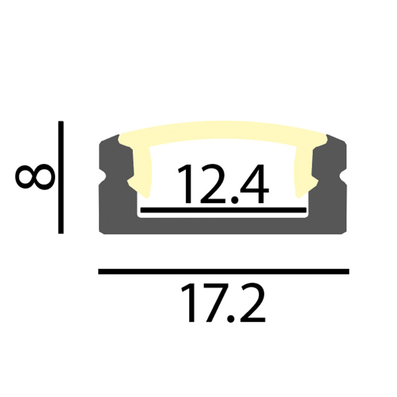 Aufbauprofil EXTRO 7 für LED schwarz matt
H=9mm B=17.2mm L=2000mm - Image 2