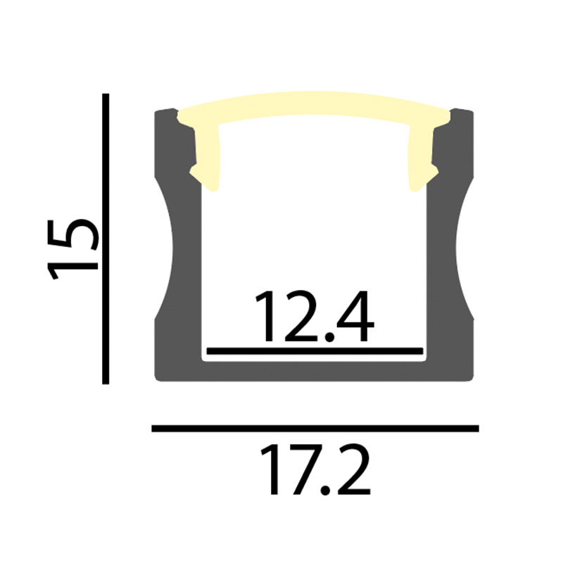 Aufbauprofil EXTRO 15 für LEDalu eloxiert
H=15mm B=17.2mm L=2000 - Image 2