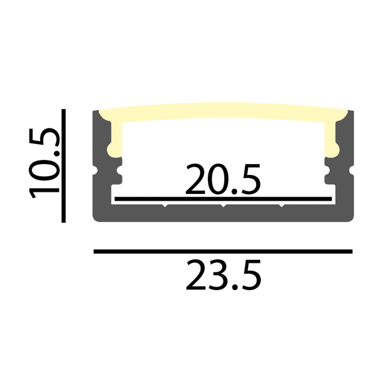 Aufbauprofil Profil EXTRO W für LED Strip alu eloxiert
H=10.5mm B=23.5mm L=4000mm - Image 2