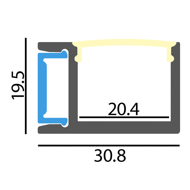 Wandaufbauprofil Wall 56 Wallwasher für LED alu eloxiert
B=30.8mm H=19.5 L=2000mm - Image 2