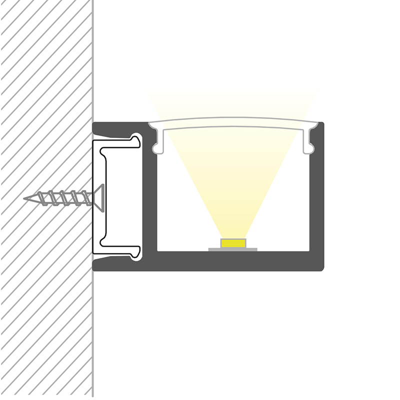 Wandaufbauprofil Wall 56 Wallwasher für LED alu eloxiert
B=30.8mm H=19.5 L=2000mm - Image 3