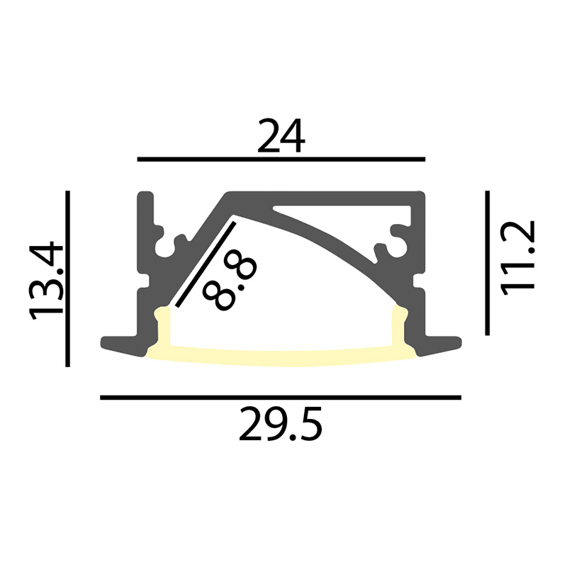 Einbauprofil Asym - Intro 29 Asymetrisch 45° Alu
L=1000mm B=29.5.1 H=13.4mm / IP20 - Image 2