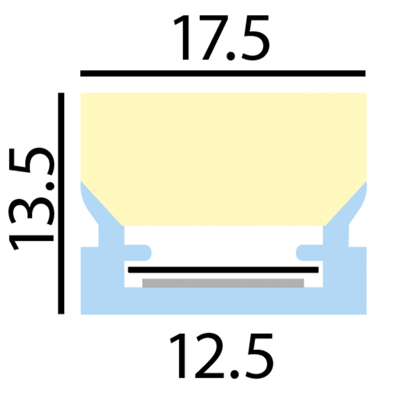 Anbauprofil Plastico A für LED Bänder 10W / opal matt
B=17.5mm H=13.5mm Innen B=12.5mm - Image 2