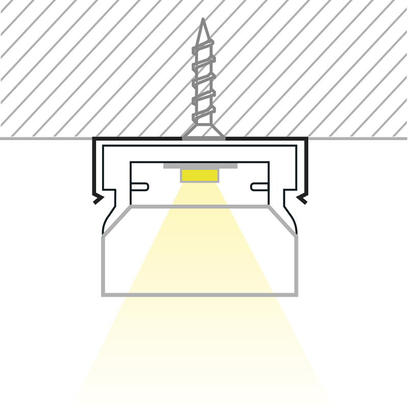 Anbauprofil Plastico A für LED Bänder 10W / opal matt
B=17.5mm H=13.5mm Innen B=12.5mm - Image 3