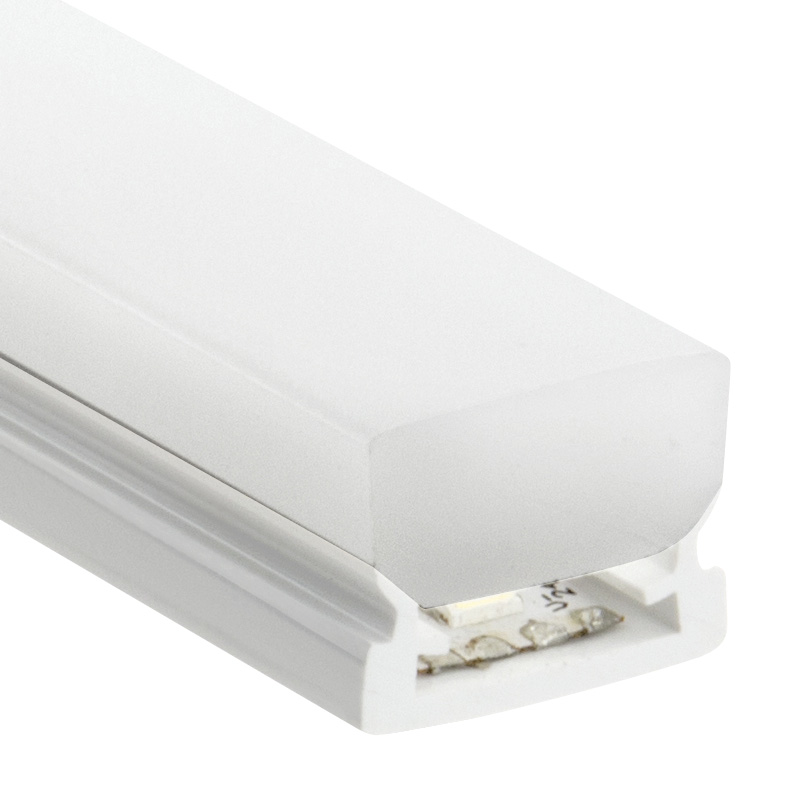 Anbau Kunstoffprofil Plastico Flex 18  für LED opal
B=17.5mm H=13.5mm L=20m Rolle / IP67