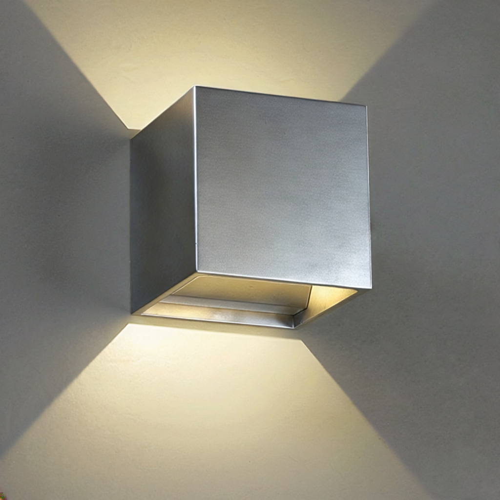 Wandleuchte Qubit Q LED 6.6W 2700°K alu satiniert
230V/24V/350mA DC / H=102 B=102T=102