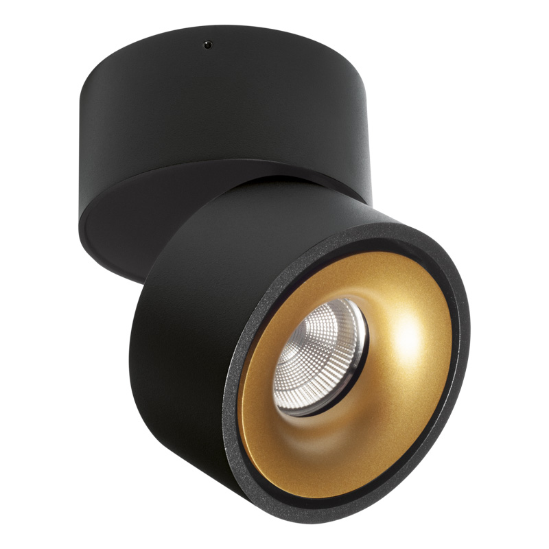 Anbaustrahler Turn out 9.3W 45° schwarz-gold
230V/2700K 835lm CRI 90 D=100 H=103 IP20