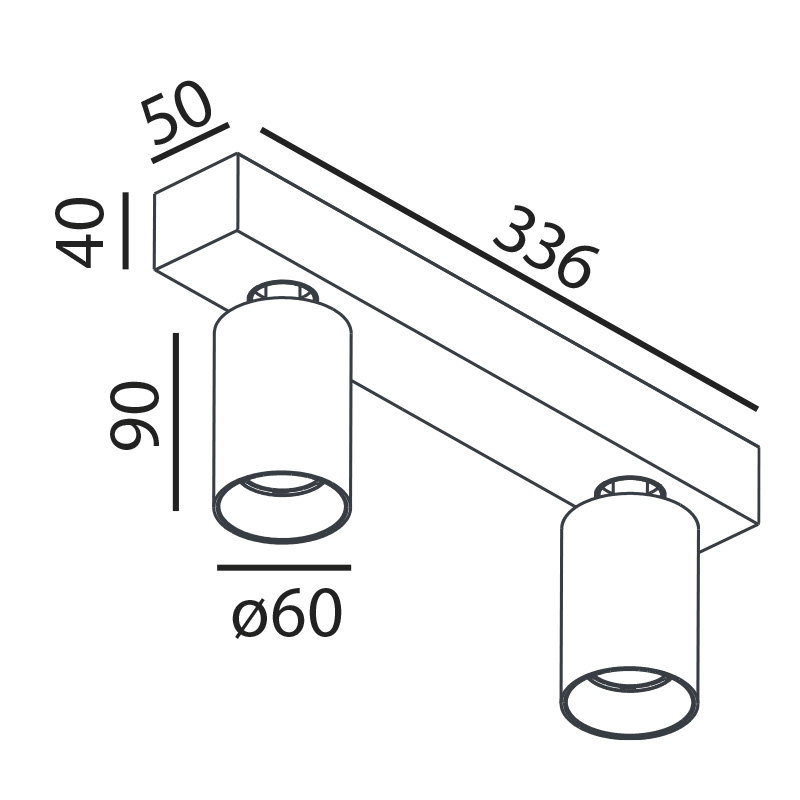 Anbaustrahler Minitube Line 2 / 2 x9.2W schwarz
240V/ 2700K L=336 B= 50 H=148mm /IP20