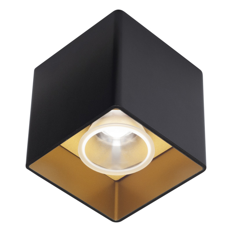 Deckenstrahler Quadrato LED 12W schwarz-gold
240V 3000K 1266Lm CRI90 L=93 H=93 IP20
