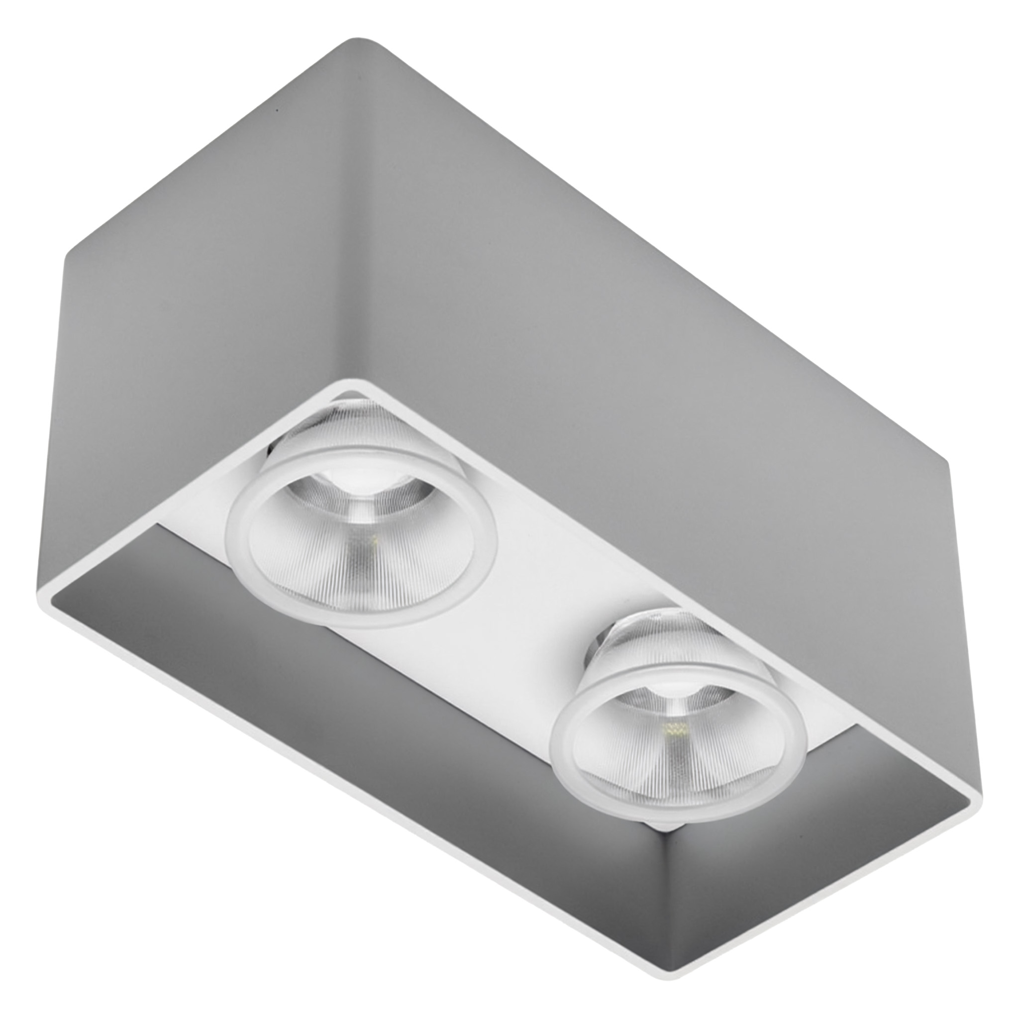 Anbaustrahler Rettangolo 2 x12W silber
240V 2700K 2 x1139Lm CRI90 L=186 H=93 IP20