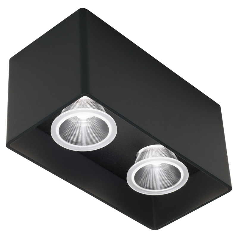 Anbaustrahler Rettangolo 2x12W schwarz
240V 2700K 2 x1139Lm CRI90 L=186 H=93 IP20