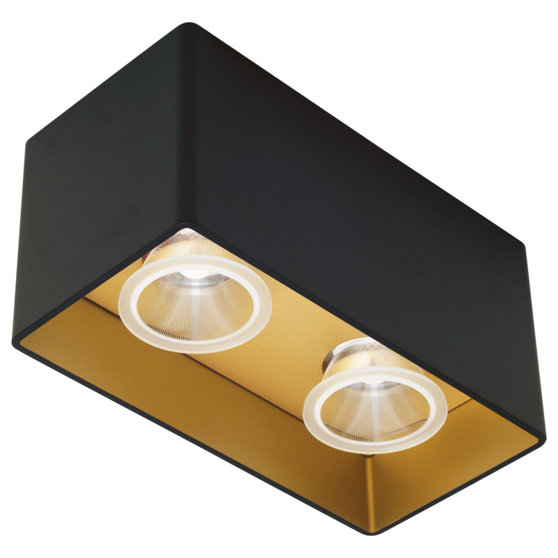 Anbaustrahler Rettangolo 2 x12W schwarz-gold
240V 3000K 2 x1266Lm CRI90 L=186 H=93 IP20