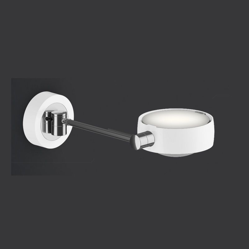Wandleuchte LETTO LED Up links 20cm chrommatt Base weiss matt
UP Version inkl. Konverter