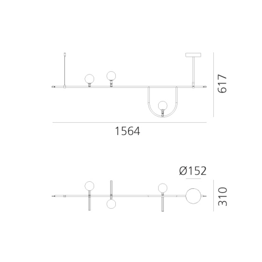 Pendelleuchte YANZI SC1 26W messing - schwarz
240V 3000K 2122Lm L=1564mm B=310 / IP20 - Image 2