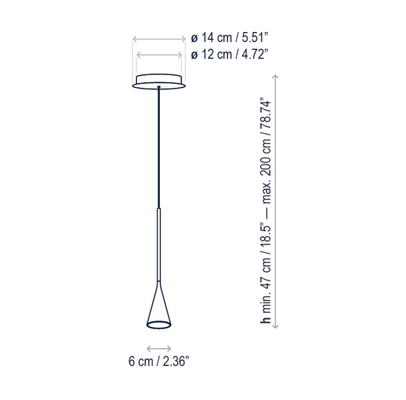 Pendelleu. Skybell Plus S/1L Triac schwarz matt
230V 4.2W 2700K 500Lm D=6cm H=47cm IP20 - Image 2