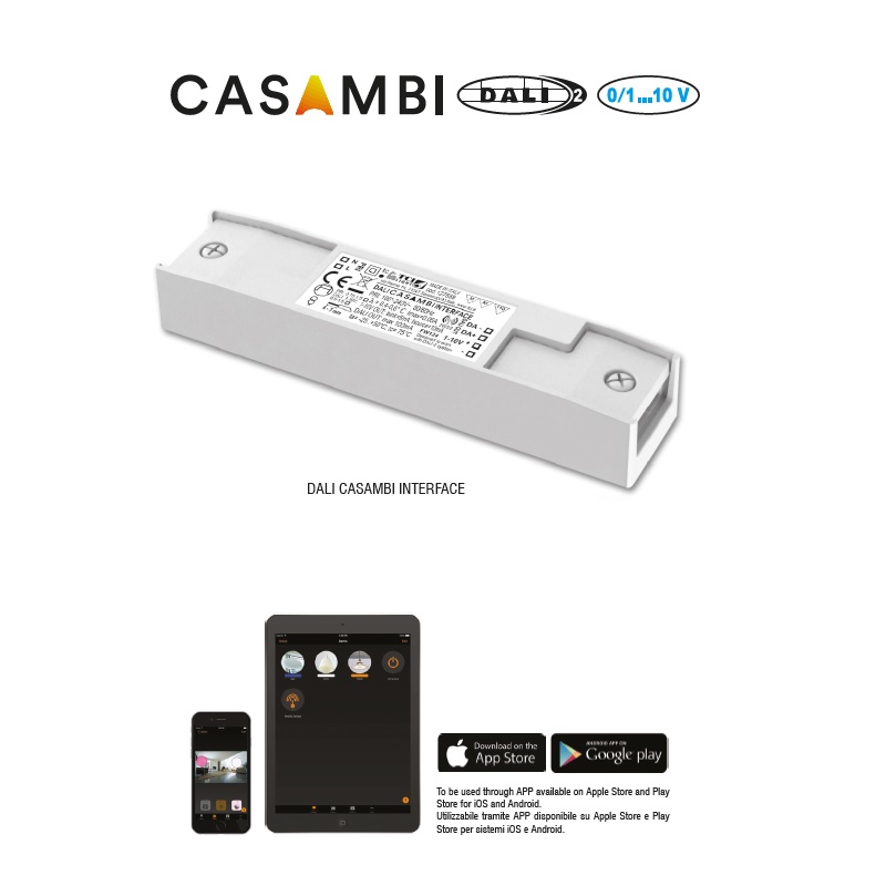 Casambi Steuermodul DALI (DT6-DT8) / -1-10V 
240V L=136 B=31 H=22mm IP20