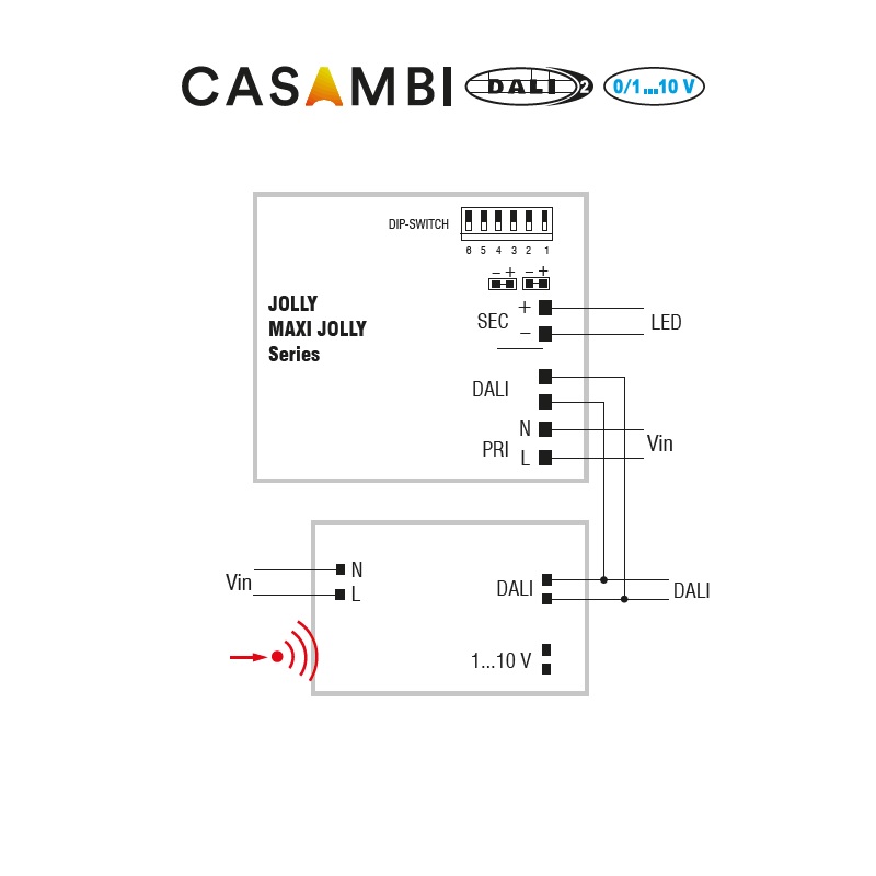 Casambi Steuermodul DALI (DT6-DT8) / -1-10V
240V L=136 B=31 H=22mm IP20 - Image 3