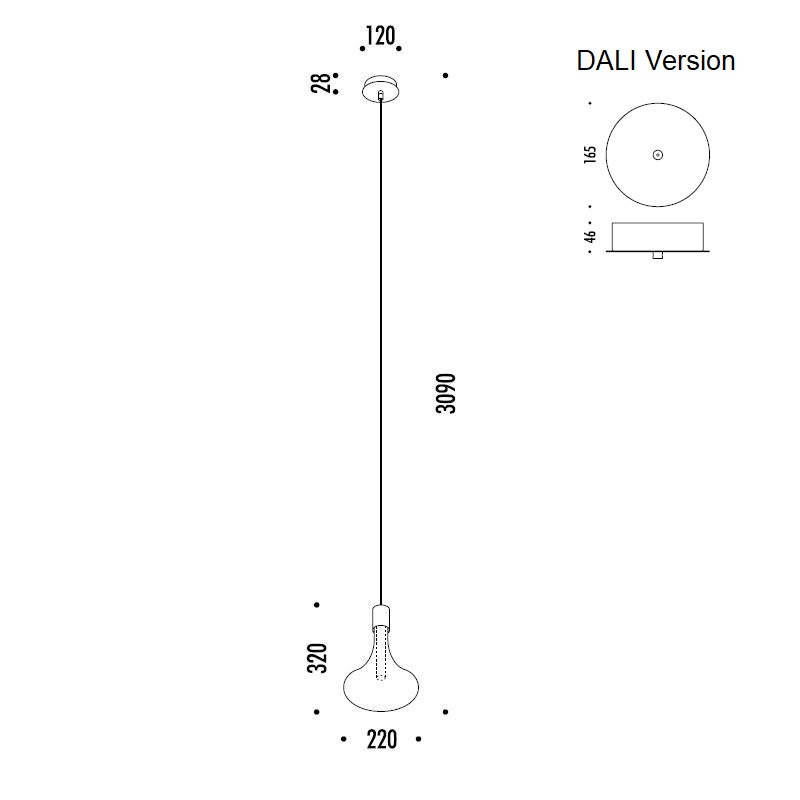 Hängeleuchte Cathode LED 4W 2700K messing gebürstet
240V 264lm CRI90 D=220 H=320mm IP20 - Image 2