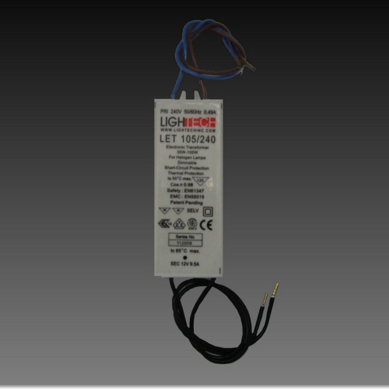 Elektronischer Trafo Lighttech 105W/12V / IP65 
240V/12V  20-105W / L=1051 B=32 H=28