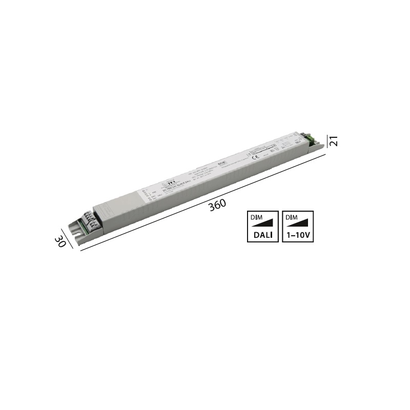 Elektr. Konv.DC 24V  slim 70W DALI / 1-10V
220-240V / L=280 B=40 H=22 / IP20