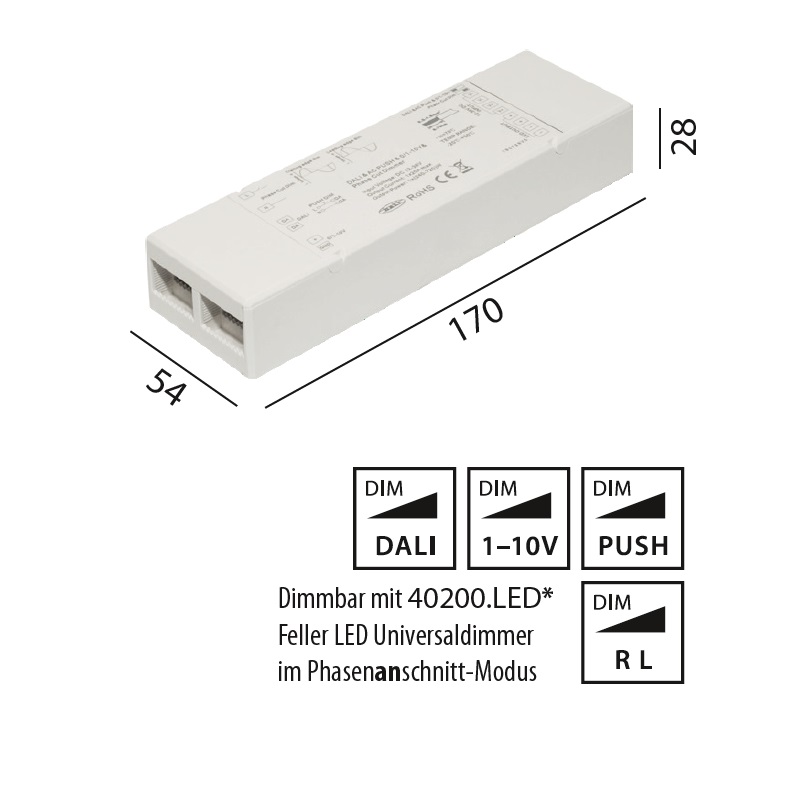 Multi- Dimmeinheit 4in1 24V-480W 
24V/ 20A L=170 B=54 H=28 IP20