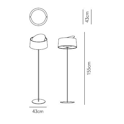 Stehleuchte Disk Stoff=Weiss /PMMA Opal/Metall
240V/ 1 x E27 max.70W HES H=155cm d=43cm