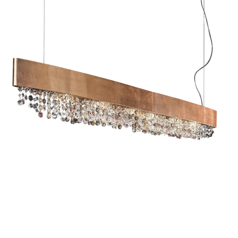 Hängeleuchte Olà S6 oval LED, 160cm blattkupfer
230V/ 3000K D=160x14cm H=20cm