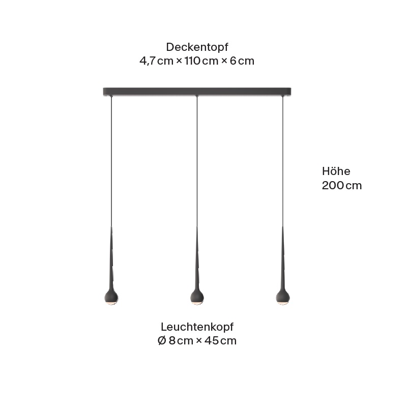 Pendelleuchte Falling Sun Trace schwarz matt
230V 3 x14W 850lm CRI90 /D= 80mm H=45 /IP20 - Image 2