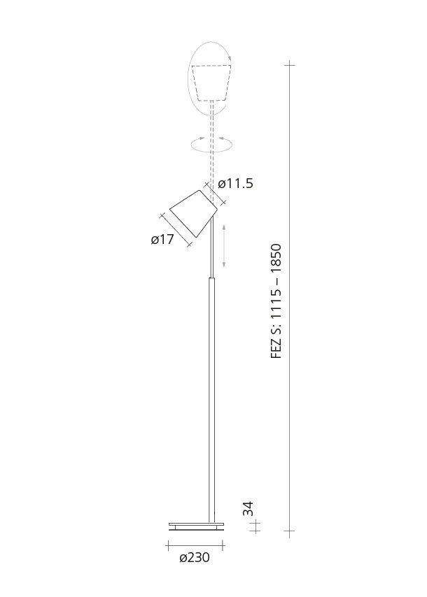 Steh-Leseleuchte FEZ S L 36W LED DTW alu
240V/1800-3000K 2600lm / RF D=17cm / IP20 - Image 2