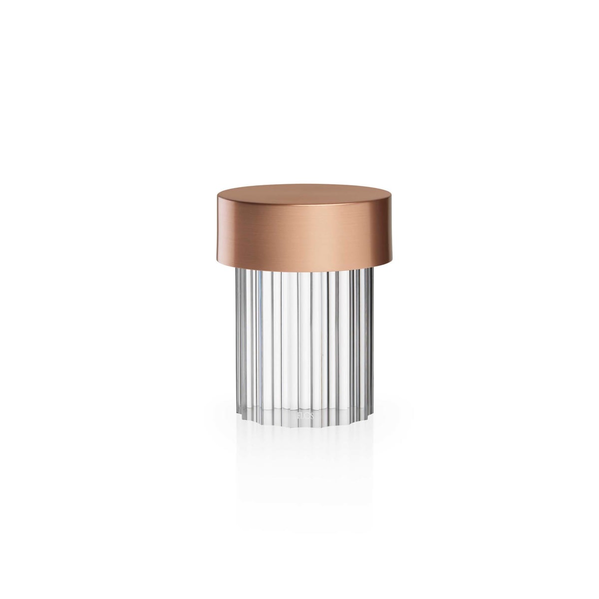 AkkuTischleuchte Last Order Fluted kupfer satin
5V/ 2,5W 2700K H=142mm D=110  / IP55