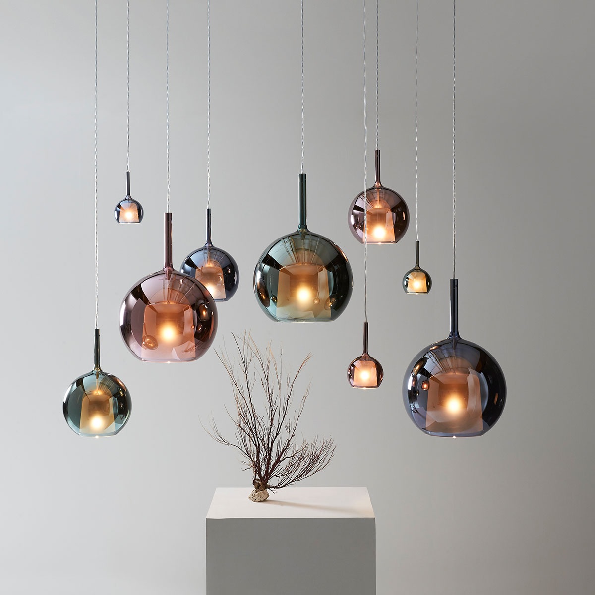 Pendelleuchte GLO mini D=130 oro rosa
230V/G9/3W LED Glas rosé gold
