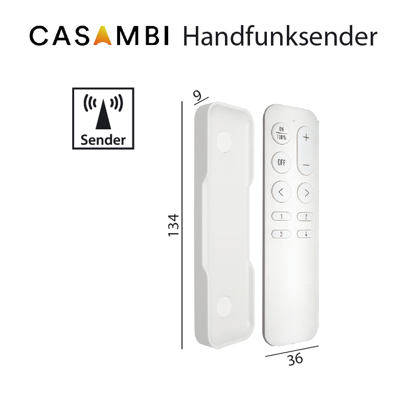 Handfernbedienung Casambi 4-Kanal weiss matt
ohne Batterie / L=134 B=36 H=9mm / IP20