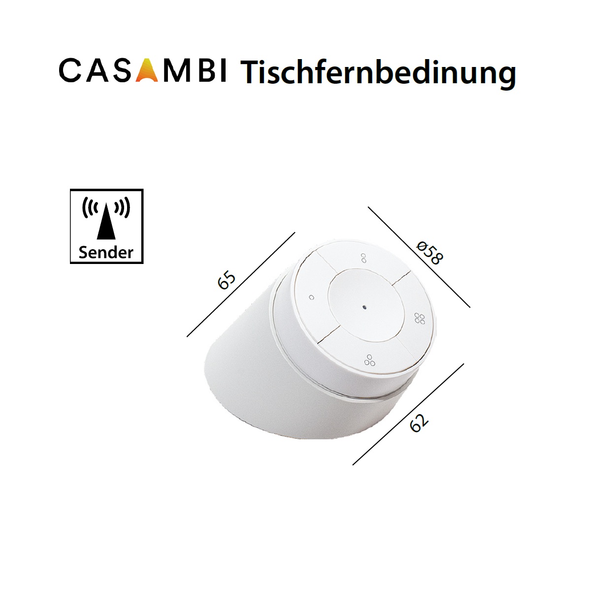 Tischfernbedinung per Funk Casambii TW oder RGB weiss
4-Kanal / D=58 H=65 / IP20