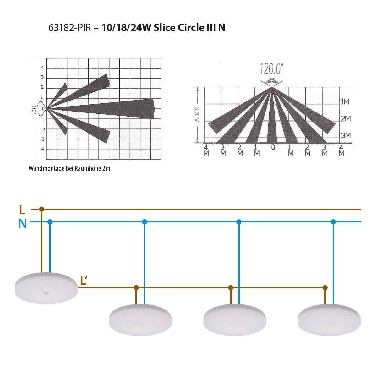 Anbauleuchte Slice10/18/24W mit PIR-Sensor schwarz
230V/ 3000K-4000K D=270mm H=57 / IP54 - Image 5