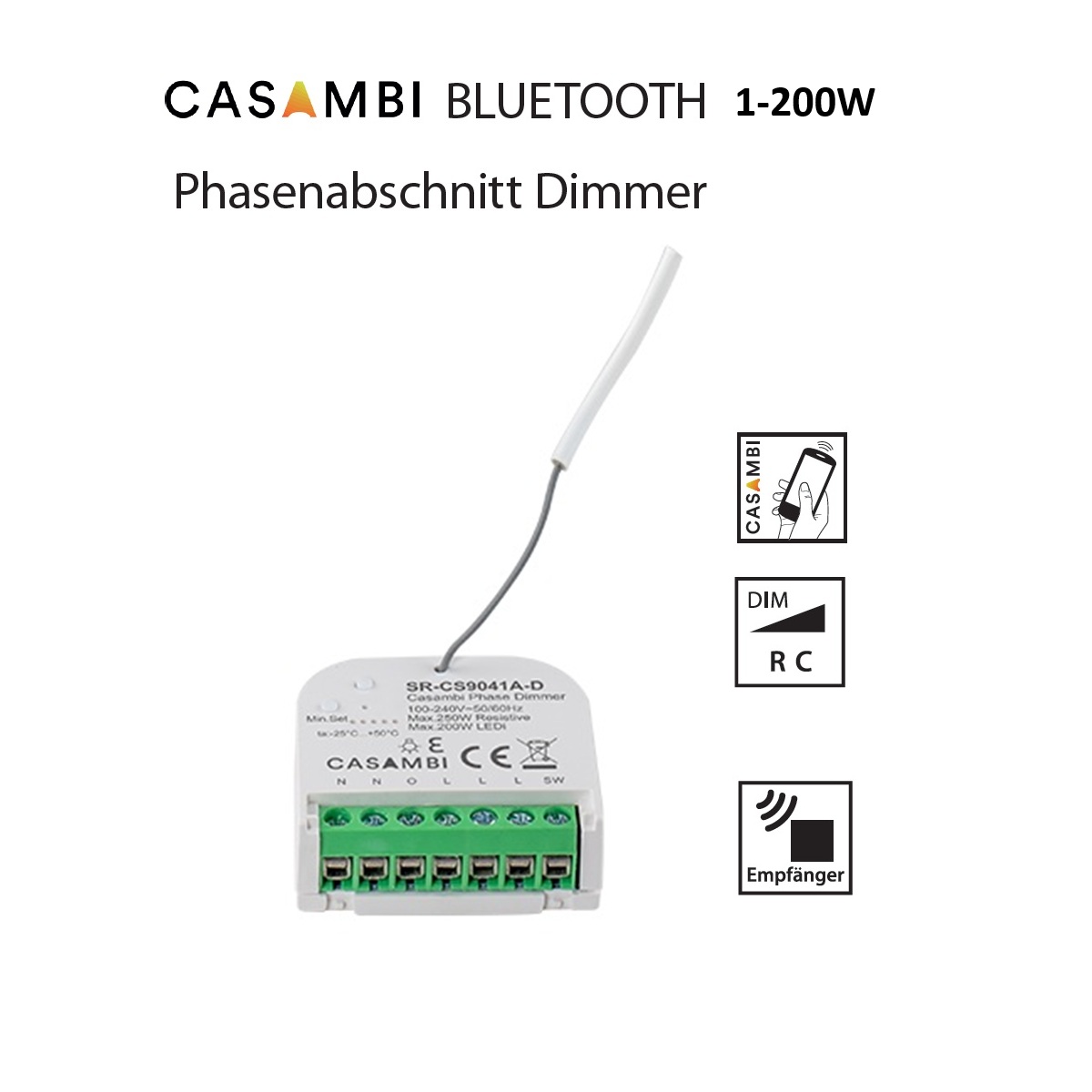 UP -Dimmer Casambi 200W  für Einbau
240V/ L=42 B=38 H=16mm / IP20