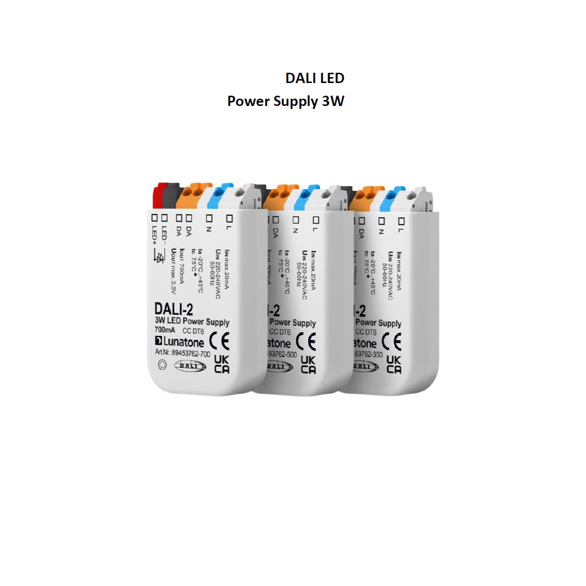 Konverter DALI 3W / 500mA  für Einbau
DC 12-24V / L=58.5 B=32.5 H=15 / IP20