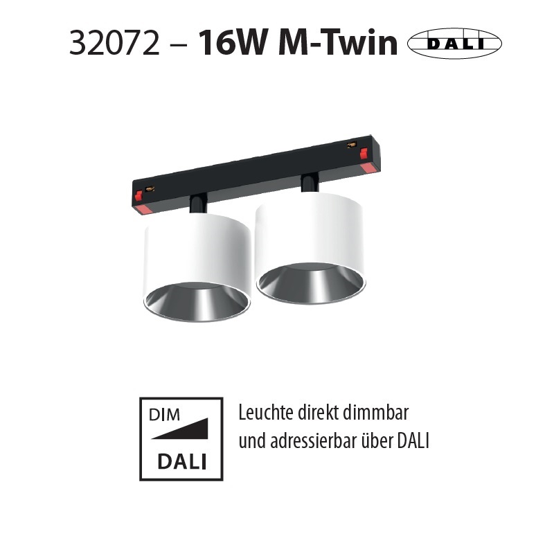 Magneto Strahler M-Twin 2x8W / 24° schwarzmatt
DC 48V 2700K 2x728Lm D=70 L=90 H=49 / IP20