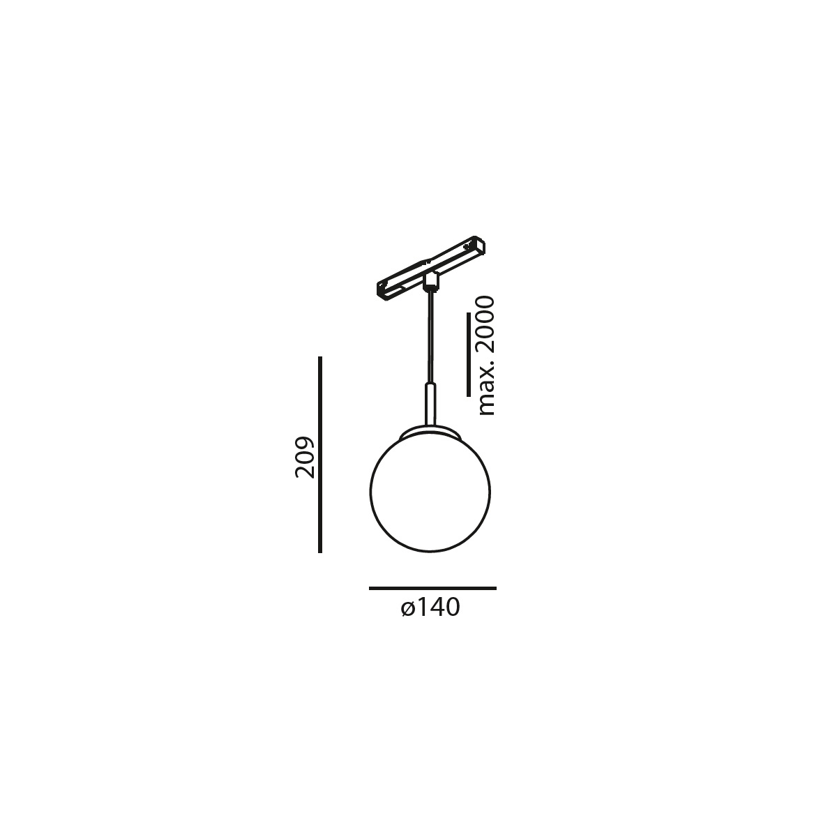 Pendelleuchte Orb 200 18W 2700K Opal bronze
48V/ DC 1660Lm CRI90 D=200 H=315/ IP20 - Image 2