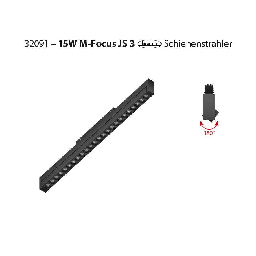 Magneto Schienenstrahler Focus 3.0 JS schwarz
DC48V 3000K 15W 998Lm L=483 B=23 H=43 /IP20