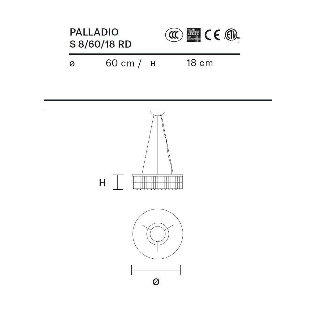 Pendelleuchte PALLADIO S8 rund Black Fumé
230V/ 8 x E27 D=60cm H=18cm IP20 - Image 2