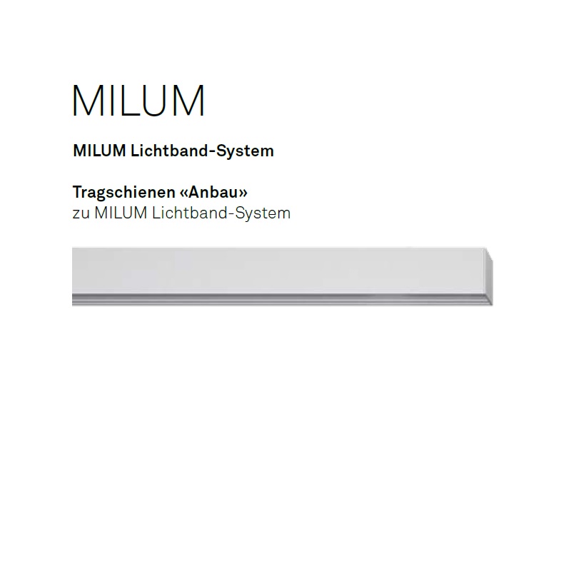 Tragschiene Anbau für Milum-System 600mm weiss RAL 9003, 
B=36 H=43mm inkl. Endstück,