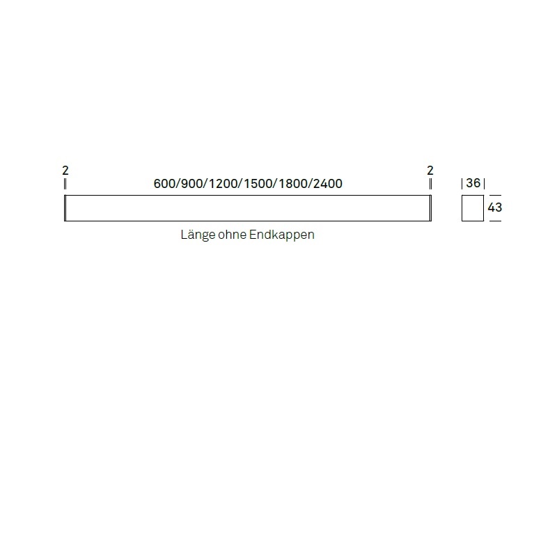 Tragschiene Anbau für Milum-System 600mm weiss RAL 9003,
B=36 H=43mm inkl. Endstück, - Image 2