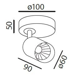 Deckenstrahler Minitube Led 9.2W silberfarbig
240V/863lm CRI90 2700K D=60 H=157 / IP20 - Image 2