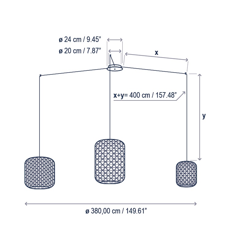 Pendelleuchte 3er Nans S3L/ Marron
240V/2700K 3x6W 503Lm D=380cm IP66 - Image 2