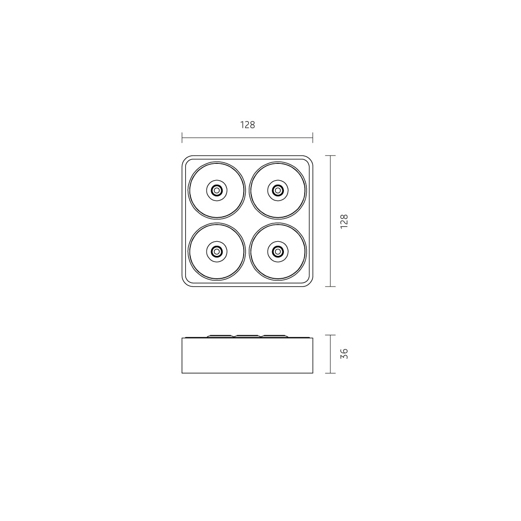 Deckenstrahler Q FOUR 40° 13W weiss matt
DC /2700K 730Lm CRI90 128x128 H=36mm IP20 - Image 2