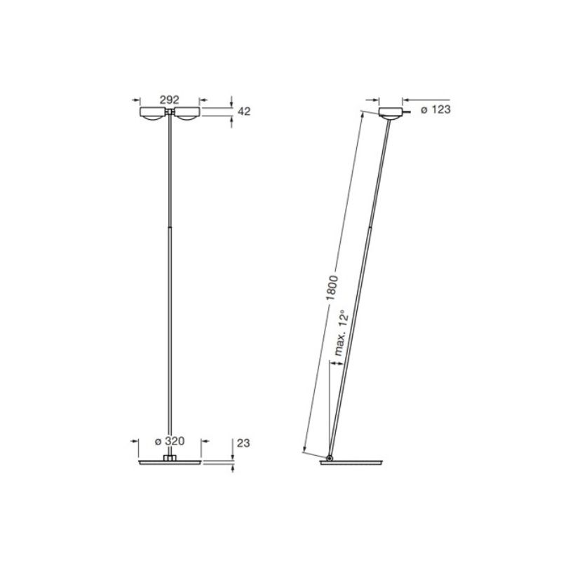 Stehleuchte LED Sento lettura E (rechts) H=125cm chrommatt AIR
230V/ 2700K/ CRI 97, 1x18W